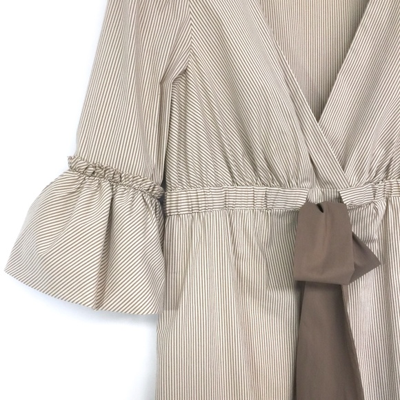 BCBG MAXAZRIA Sand Stripe Bell Sleeve Dress XXS - Picture 11 of 13